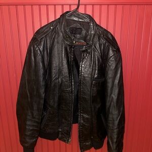 Porsche Vintage - Classic Black Leather Bomber Jacket